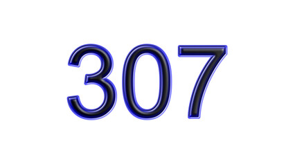 blue 307 number 3d effect white background