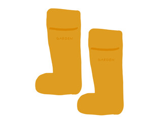 かわいい黄色の長靴／手描きイラスト