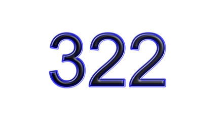 blue 322 number 3d effect white background