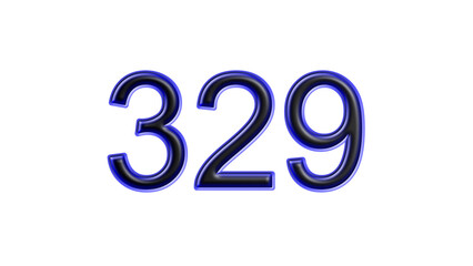 blue 329 number 3d effect white background