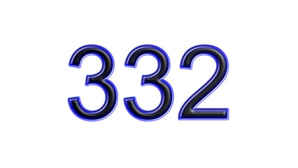 blue 332 number 3d effect white background