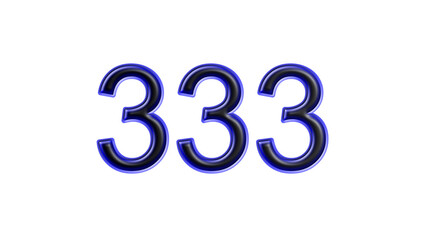 blue 333 number 3d effect white background