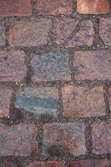 Paving stones, old 18th century road, cobblestone pavement