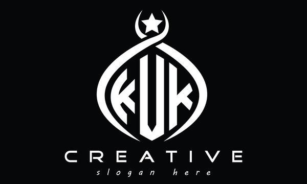 KVK three letters monogram curved oval initial logo design, geometric minimalist modern creative logo, vector template