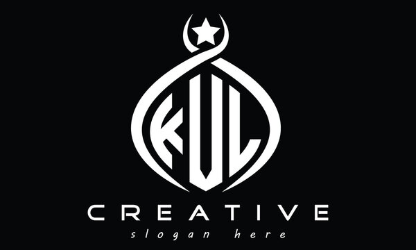 KVL three letters monogram curved oval initial logo design, geometric minimalist modern creative logo, vector template