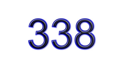 blue 338 number 3d effect white background