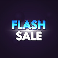 3D Flash Sale Font On Purple Background. Advertising Poster Or Template Design.