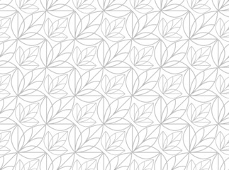 Flower geometric pattern. Seamless vector background. White and gray ornament.