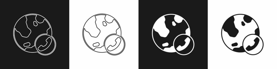 Set Video chat conference icon isolated on black and white background. Online meeting work form home. Remote project management. Vector