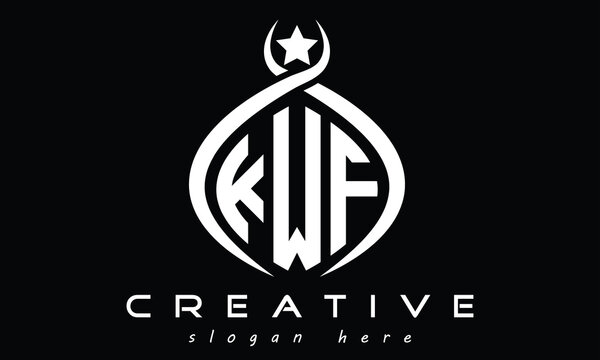 KWF three letters monogram curved oval initial logo design, geometric minimalist modern creative logo, vector template