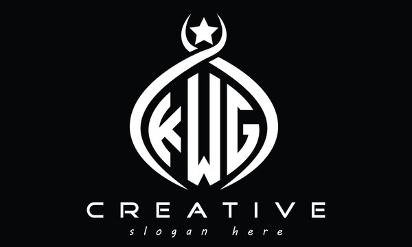 KWG three letters monogram curved oval initial logo design, geometric minimalist modern creative logo, vector template