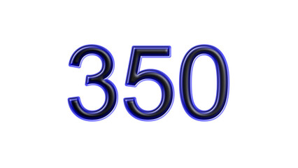 blue 350 number 3d effect white background