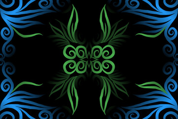 colourful caleidoscope classic gradient flower art pattern of traditional tenun batik ethnic dayak ornament for wallpaper ads background sticker or clothing