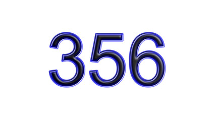 blue 356 number 3d effect white background