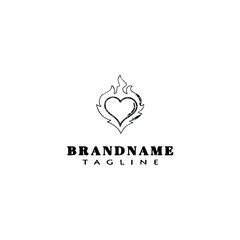 flaming heart logo design template icon black isolated vector