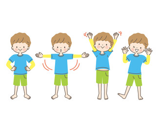 体操する男の子のイラスト素材セット