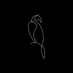 bird continuous line drawing element isolated on black background for decorative element. Vector illustration of animal form in trendy outline style