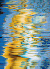 Digital noise. Glitch overlay. Damaged laptop screen. Bad quality effect. Yellow blue distortion...
