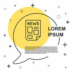 Black line News icon isolated on white background. Newspaper sign. Mass media symbol. Random dynamic shapes. Vector