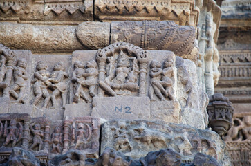 Carved Hira Bhagol, the Eastern gate named after it's architect; Hiradhar, located in Dabhoi,...