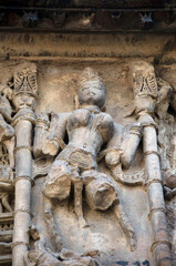 Fototapeta na wymiar Carved Hira Bhagol, the Eastern gate named after it's architect; Hiradhar, located in Dabhoi, Gujarat, India