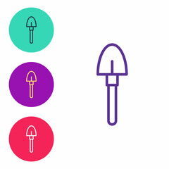 Set line Shovel icon isolated on white background. Gardening tool. Tool for horticulture, agriculture, farming. Set icons colorful. Vector