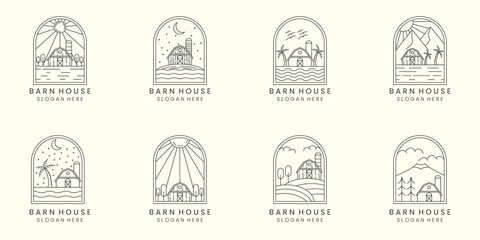 rustic barn set bundle minimalist line art design icon illustration template design © SD22