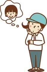 子どもの顔を思い浮かべる作業員の女性。