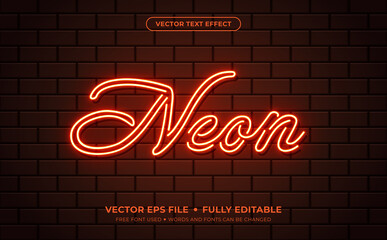 Orange Neon Stripe Editable Vector Text Effect.