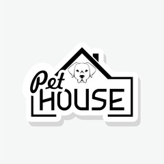 Pet house logo sticker isolated on white background