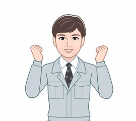 作業着を着た若い男性