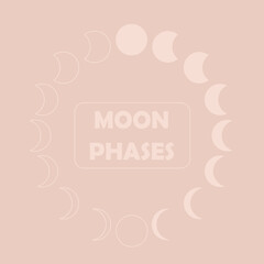 Moon phases icon night space astronomy and nature moon phases sphere shadow. The whole cycle from new moon to full moon.