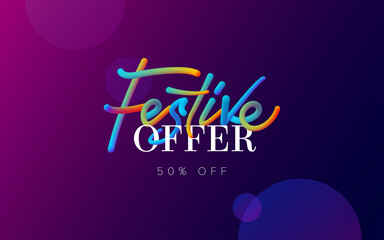 Festive Offer Banner Background with Trending 3D Text Typography