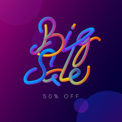 Obraz premium Big Sale Banner Background Template with Trending 3D Text Typography