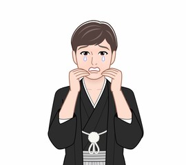 羽織袴を着た若い男性