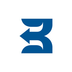 Letter B or E with Arrow Logo