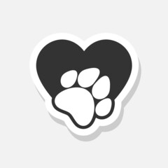Love paw logo sticker isolated on white background