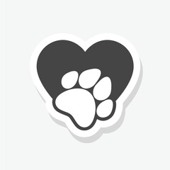 Love paw logo sticker isolated on white background