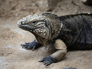 Cuban Ground Iguana, Cyclura n. Nubila, lives exclusively in Cuba is threatened by extinction