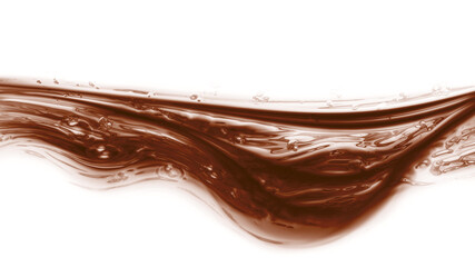 Splash of cola, coffee or tea isolated background. Chocolate liquid realistic  waves of falling brown drink with drops and bubbles design. Fresh food alcohol paint design.