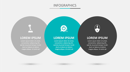 Set Power button, Gear shifter and Computer mouse. Business infographic template. Vector