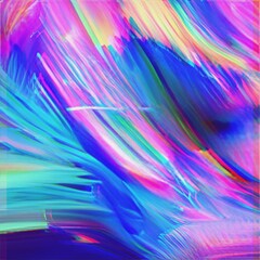 3D illustration of an abstract rainbow glitch background. RGB-shift effect. Cyberpunk concept. Colorful techno backdrop with aesthetics of style of 80's.