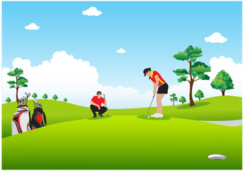 Obraz na płótnie Canvas Putting golf