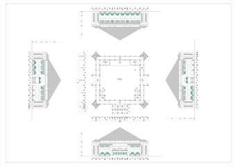 architectural design floor plan and front view