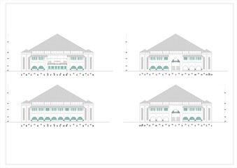 Fototapeta premium architectural design floor plan and front view
