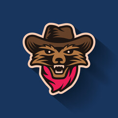 Raccoon Cowboy Mascot Illustration Logo