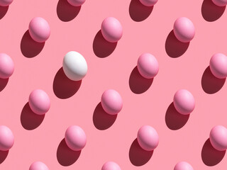 Abstract Easter background. A pattern of pink and white eggs on a pink background.