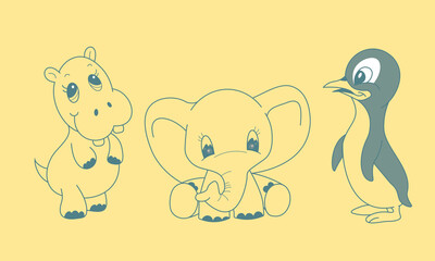 Fototapeta premium Animals in doodle style