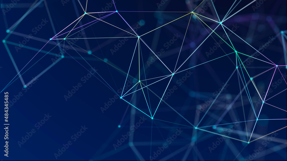 Aufkleber abstract illustration with connected dots and lines. digital network background. the concept of scie