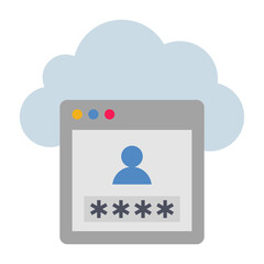 Flat color icon for cloud account security.
